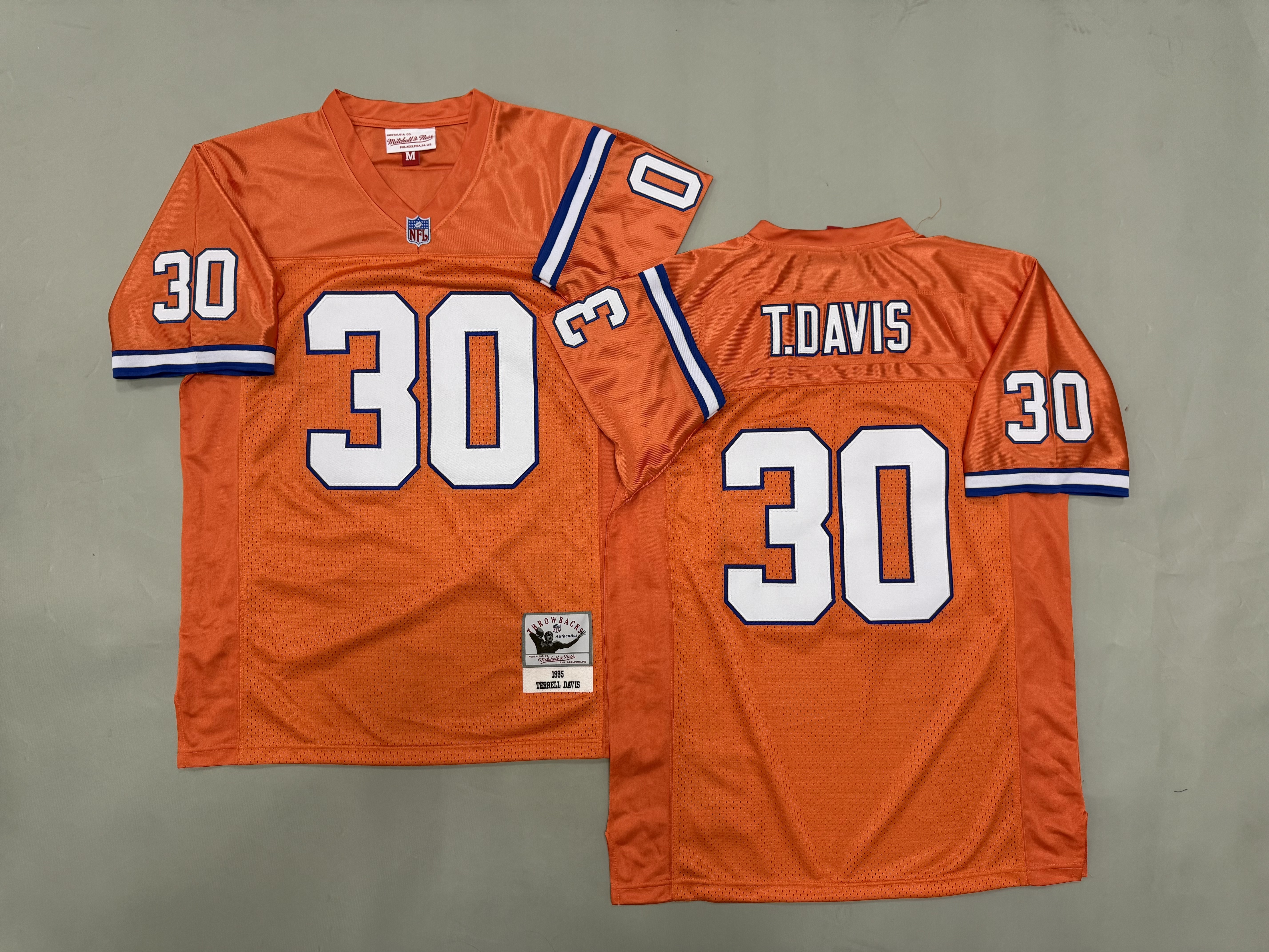 Men 2026 Denver Broncos #30 T.Davis Orange Throwback Game NFL Jersey 001->denver broncos->NFL Jersey